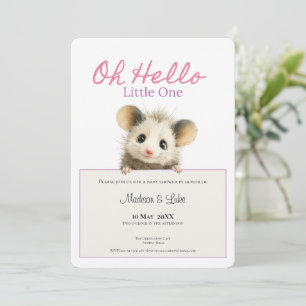 Opossum Baby Shower • Girl Invitation Save The Date