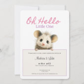 Opossum Baby Shower • Girl Invitation Save The Date (Voorkant)