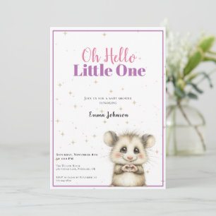 Opossum Baby Shower • Girl Invitation Save The Date