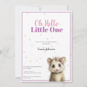 Opossum Baby Shower • Girl Invitation Save The Date (Voorkant)