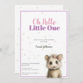 Opossum Baby Shower • Girl Invitation Save The Date (Voorkant / Achterkant)