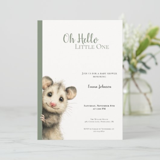 Opossum Baby Shower Invitation (Staand voorkant)