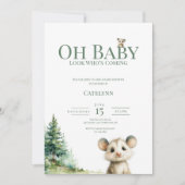 Opossum Baby Shower Invitation • Oh Baby Forest Feestdagenkaart (Voorkant)