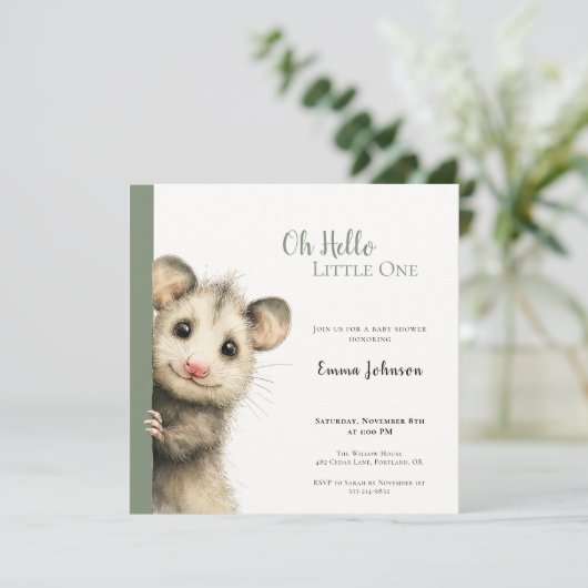 Opossum Baby Shower Invitation Save The Date (Staand voorkant)