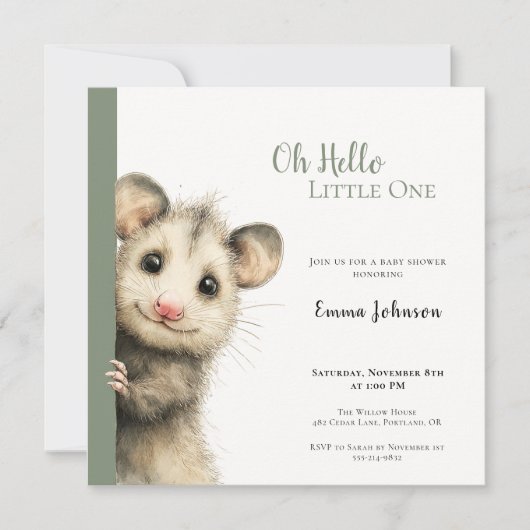 Opossum Baby Shower Invitation Save The Date (Voorkant)