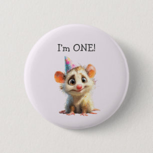 Opossum Birthday Button • Cute Woodland Party