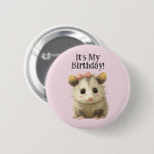Opossum Birthday Button • Cute Woodland Party (Voorkant /achterkant)