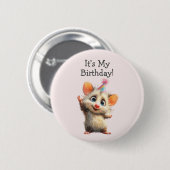 Opossum Birthday Button • Cute Woodland Party (Voorkant /achterkant)
