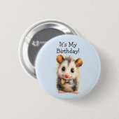 Opossum Birthday Button • Cute Woodland Party (Voorkant /achterkant)
