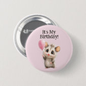 Opossum Birthday Button • Cute Woodland Party (Voorkant /achterkant)