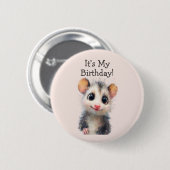 Opossum Birthday Button • Cute Woodland Party (Voorkant /achterkant)