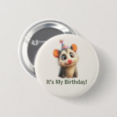 Opossum Birthday Button • Cute Woodland Party (Voorkant /achterkant)