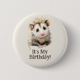 Opossum Birthday Button • Cute Woodland Party