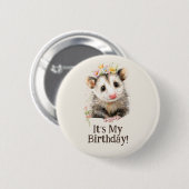 Opossum Birthday Button • Cute Woodland Party (Voorkant /achterkant)