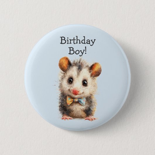 Opossum Birthday Button • Cute Woodland Party (Voorkant)