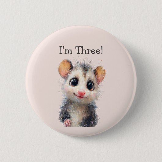 Opossum Birthday Button • Cute Woodland Party (Voorkant)