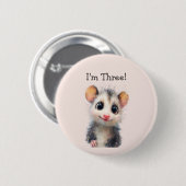 Opossum Birthday Button • Cute Woodland Party (Voorkant /achterkant)