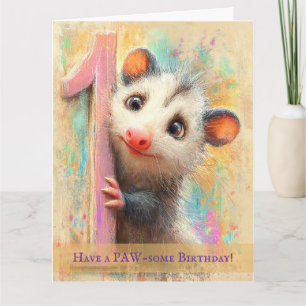 Opossum Birthday Card Kaart
