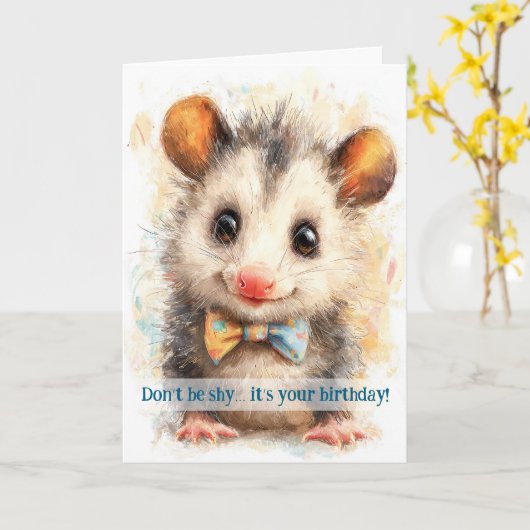 Opossum Birthday Card Kaart (Gele Bloem)