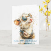 Opossum Birthday Card Kaart (Gele Bloem)