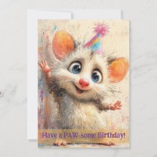 Opossum Birthday Card Kaart