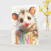 Opossum Birthday Card Kaart (Gele Bloem)