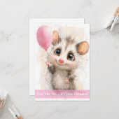Opossum Birthday Card Kaart (Voorkant / Achterkant in situ)