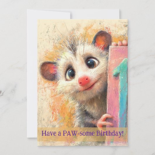 Opossum Birthday Card Kaart (Voorkant)