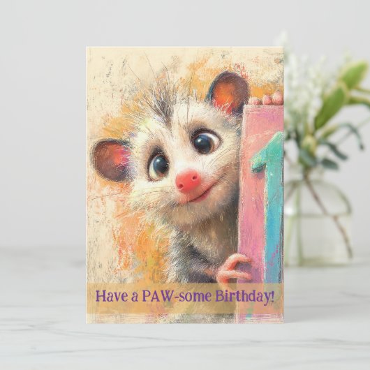 Opossum Birthday Card Kaart (Staand voorkant)