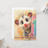 Opossum Birthday Card Kaart (Voorkant / Achterkant in situ)