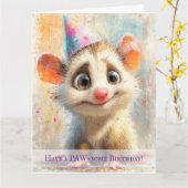 Opossum Birthday Card Kaart (Gele Bloem)