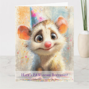 Opossum Birthday Card Kaart