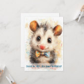Opossum Birthday Card Kaart (Voorkant / Achterkant in situ)