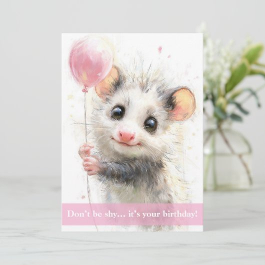 Opossum Birthday Card Kaart (Staand voorkant)