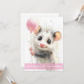 Opossum Birthday Card Kaart (Voorkant / Achterkant in situ)