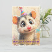 Opossum Birthday Card Kaart (Staand voorkant)