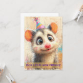 Opossum Birthday Card Kaart (Voorkant / Achterkant in situ)