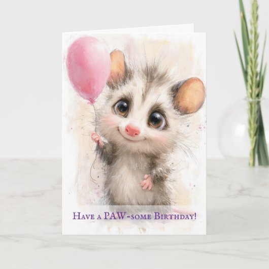 Opossum Birthday Card Kaart (Voorkant)