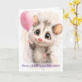 Opossum Birthday Card Kaart (Gele Bloem)