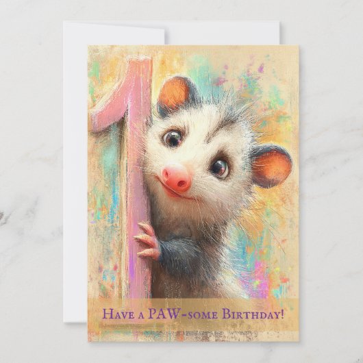Opossum Birthday Card Kaart (Voorkant)