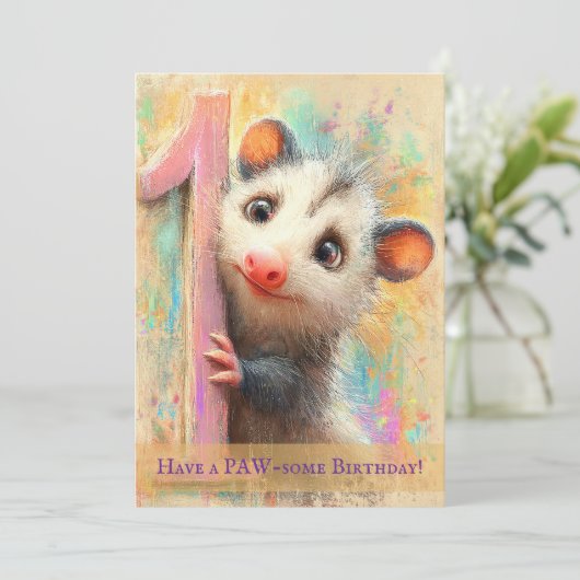 Opossum Birthday Card Kaart (Staand voorkant)