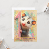 Opossum Birthday Card Kaart (Voorkant / Achterkant in situ)