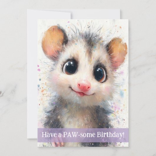 Opossum Birthday Card Kaart (Voorkant)