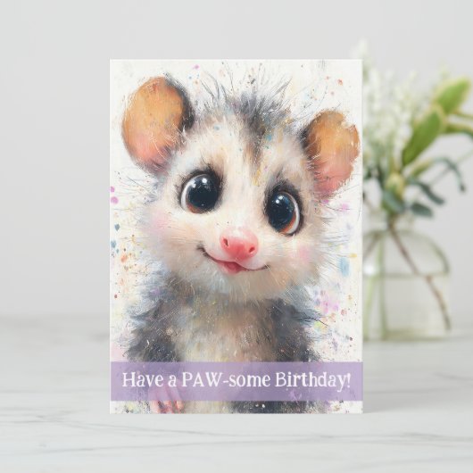 Opossum Birthday Card Kaart (Staand voorkant)