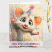 Opossum Birthday Card Kaart (Gele Bloem)