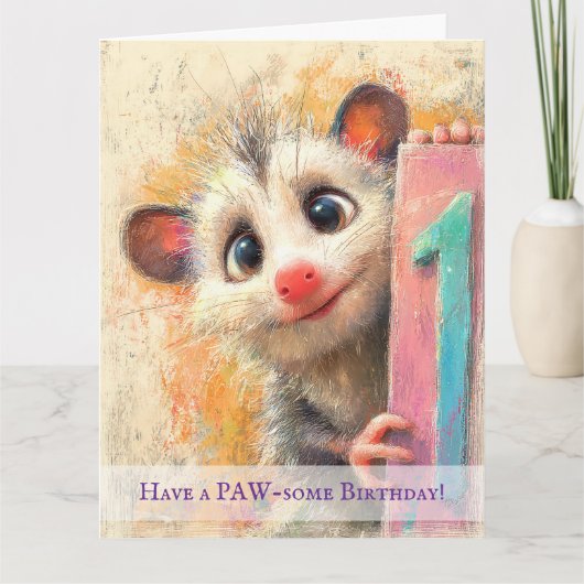 Opossum Birthday Card Kaart (Voorkant)
