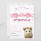 Opossum Birthday Invitation • 1st Birthday Save The Date (Voorkant)