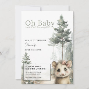 Opossum Birthday Invitation • Cute Woodland Party Save The Date