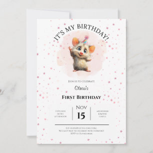 Opossum Birthday Invitation • Cute Woodland Party Save The Date