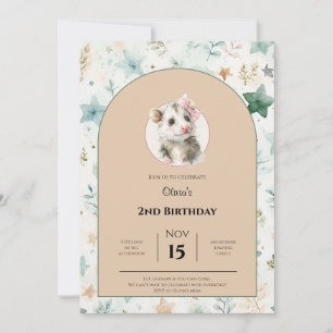 Opossum Birthday Invitation • Cute Woodland Party Save The Date